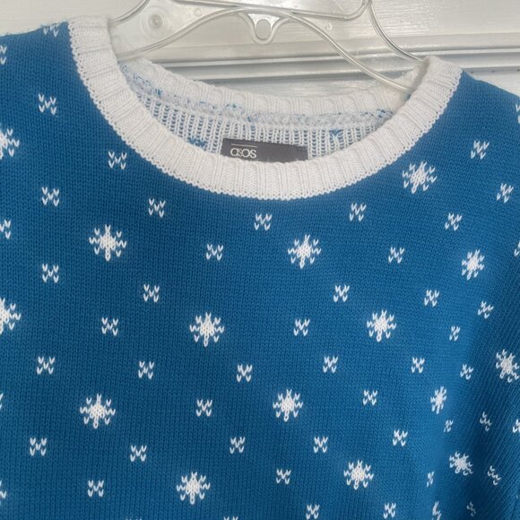 ASOS Ski Nordic  Sweater Size Large Men’s Pullover Blue White EUC - Picture 3 of 6